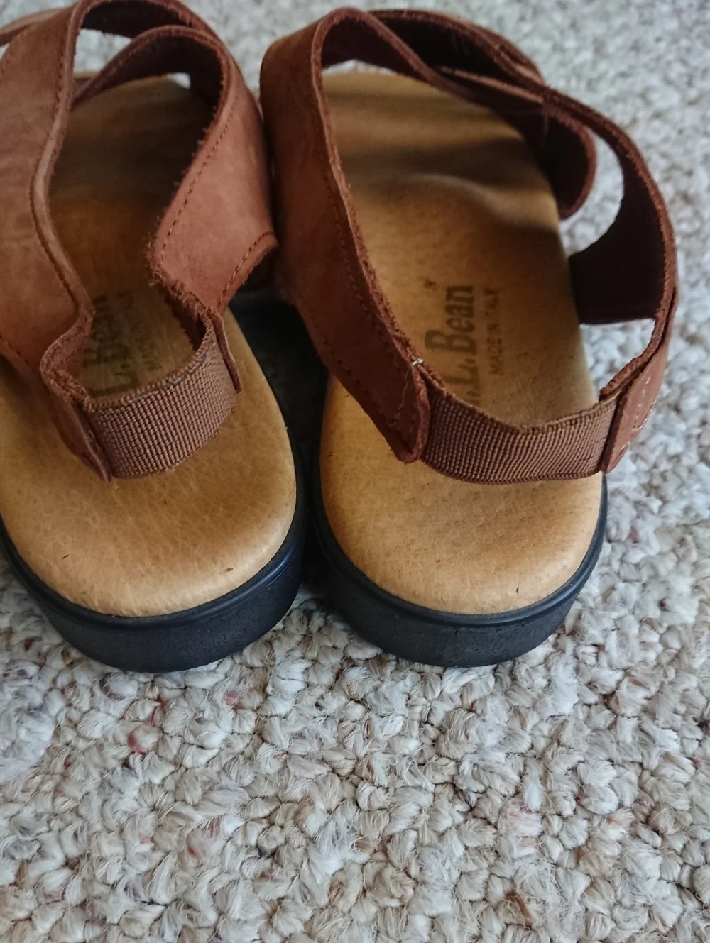 LL Bean Made in Italy Brown nubuck Leather Slingback Sandals size 6.5